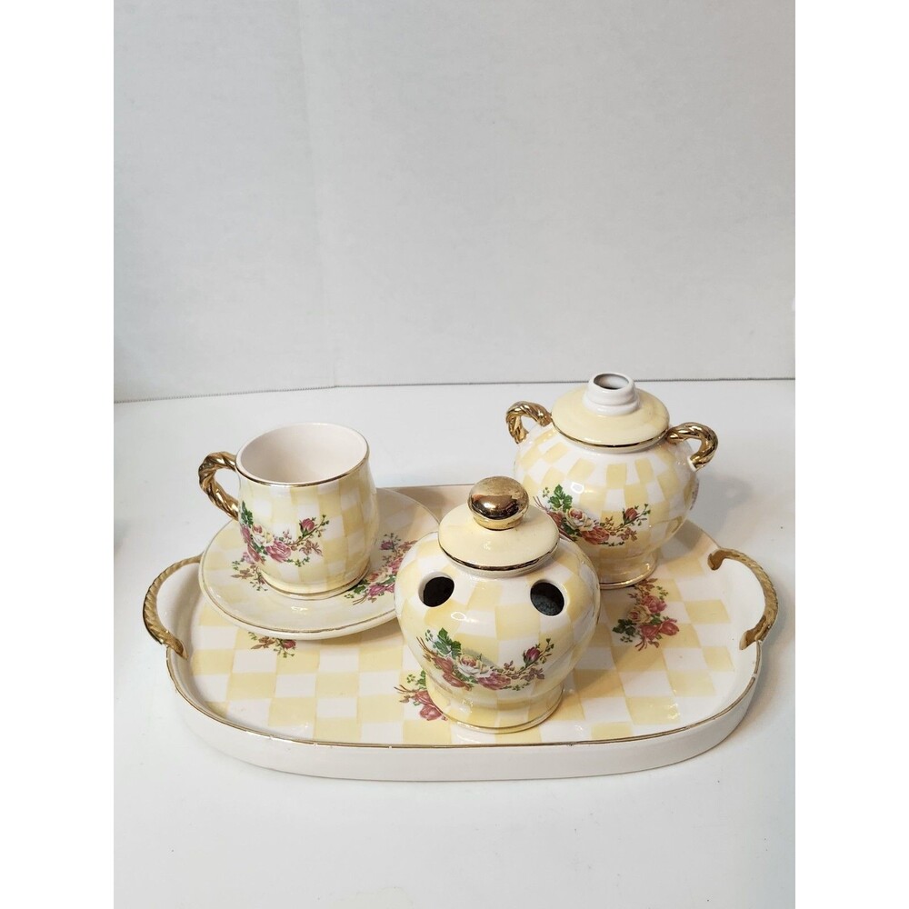 Bathroom Set Hand Soap Dispenser Toothbrush Holder Cup And Saucer And Tray